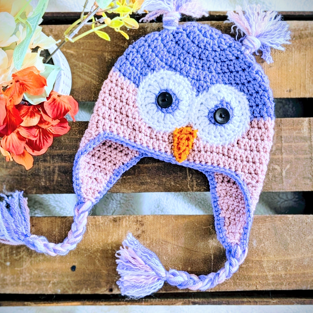Crochet Owl Hat with Tassels